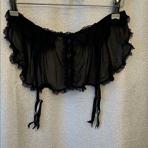 Victoria’s Secret Black Sheer Lace Garter Top